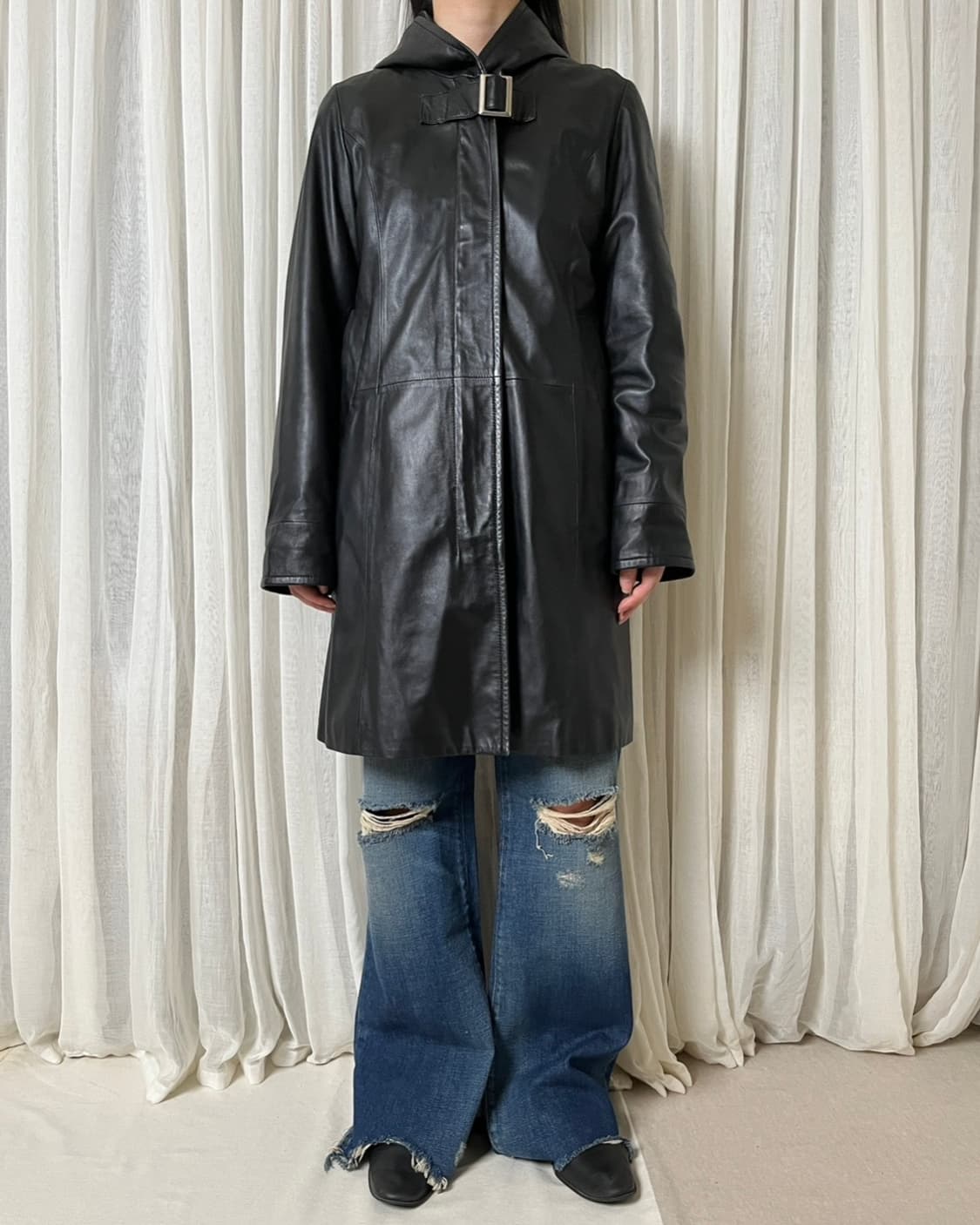 발망 레더 후드 코트 balmain 양가죽  상품이미지9