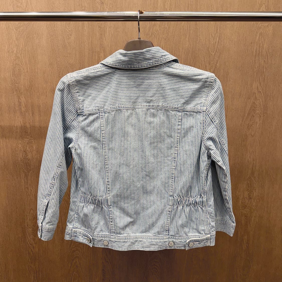 랄프 로렌 코튼 히코리 스트라이프 집업 자켓 워크 포켓 디테일 블루 상품이미지3