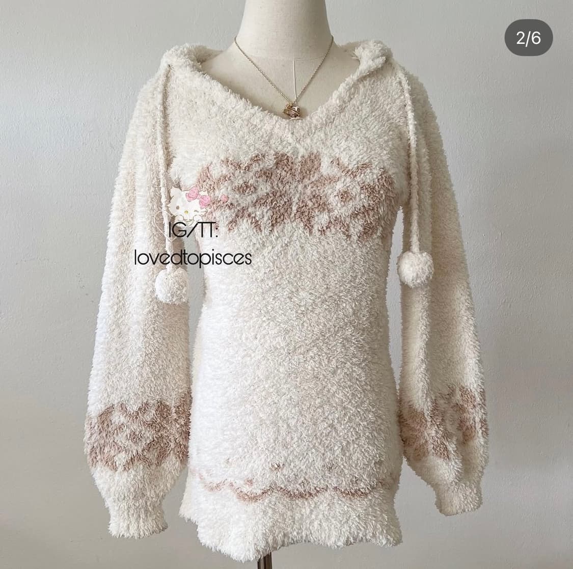 리즈리사 초코 노르딕 폼폼 니트 원피스 오네히메갸루 라떼갸루 빈티지 상품이미지2