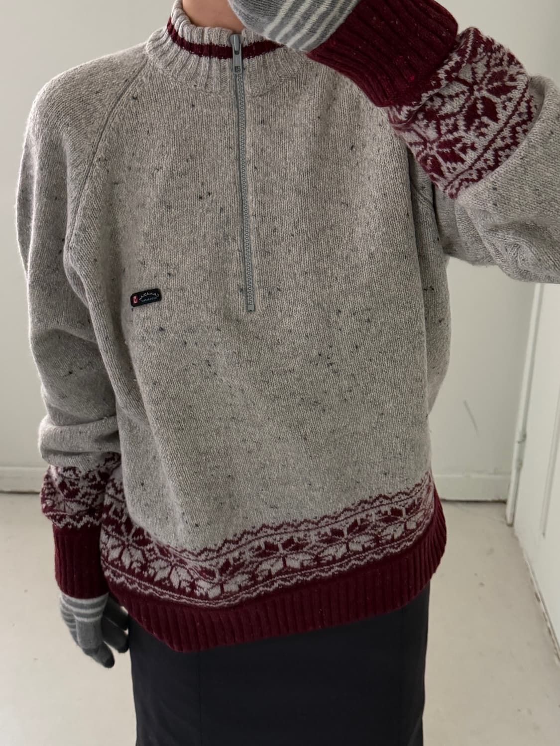 이태리 노르딕 패턴 반집업 니트 스웨터 상품이미지3