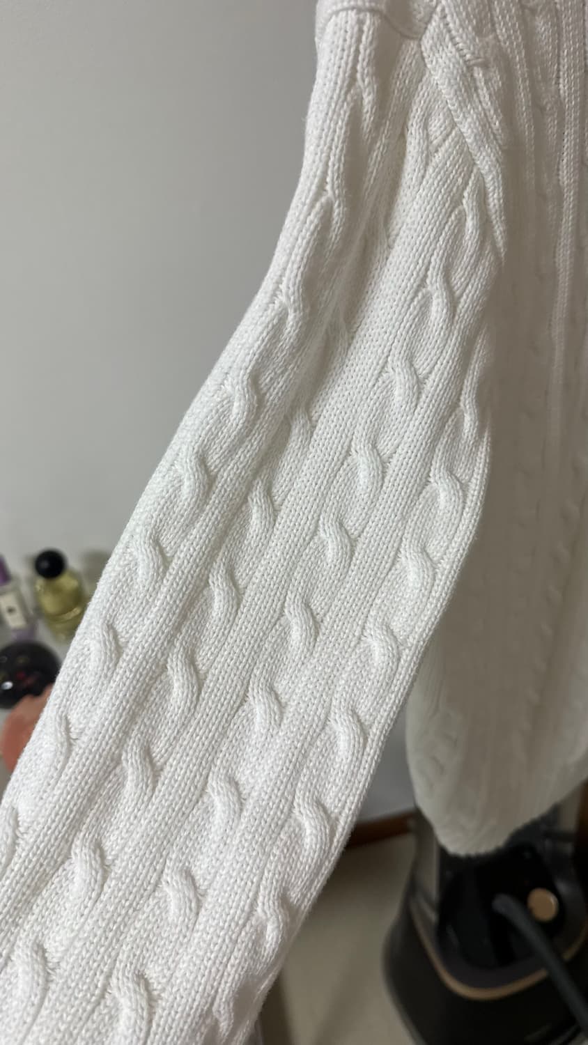 폴로 랄프로렌 브이넥 꽈배기 니트 (XL, 화이트) 상품이미지6