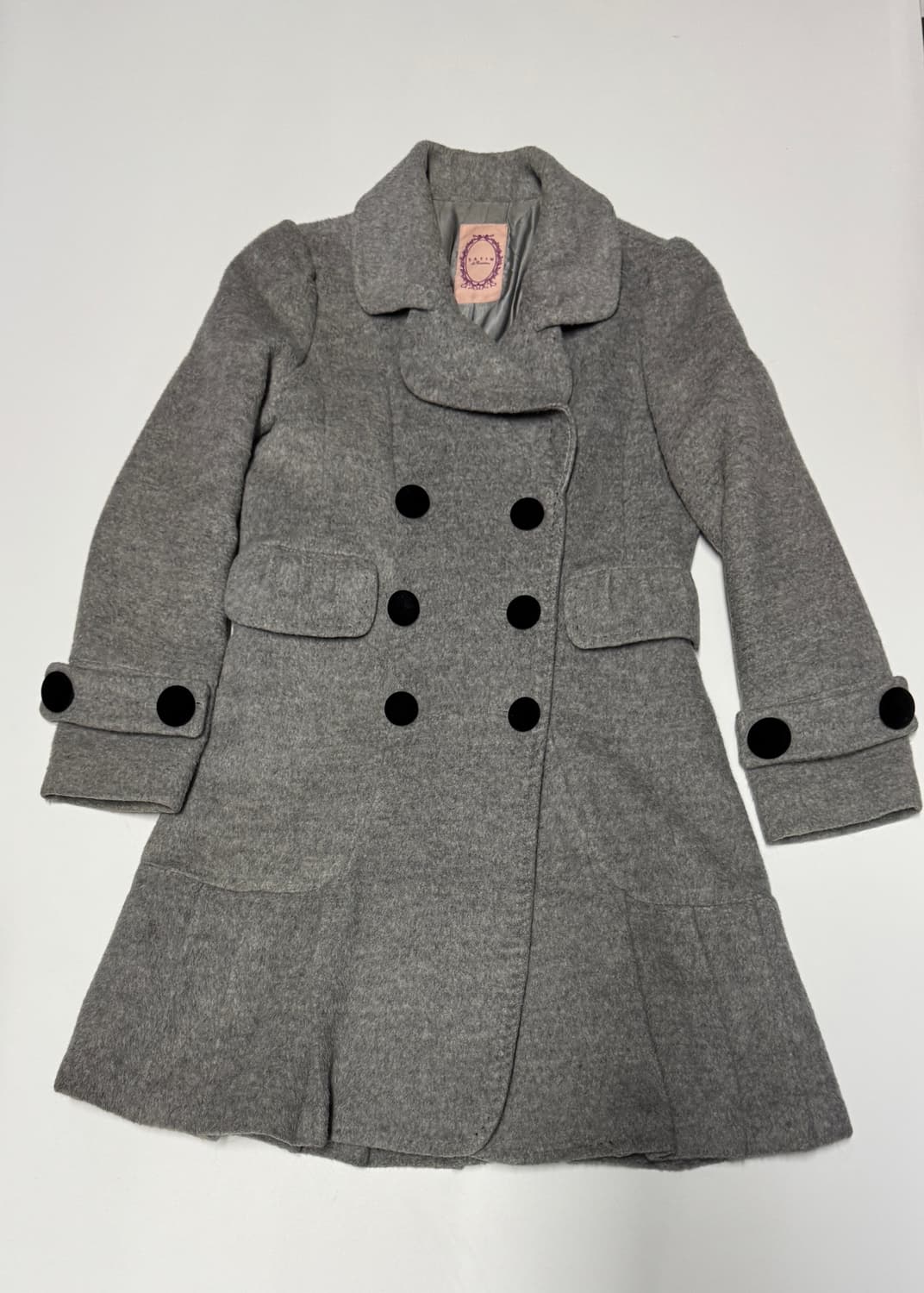 희귀!! 여성 샤틴 Satin 긱시크 알파카 더블 울 코트 그레이 55 상품이미지1