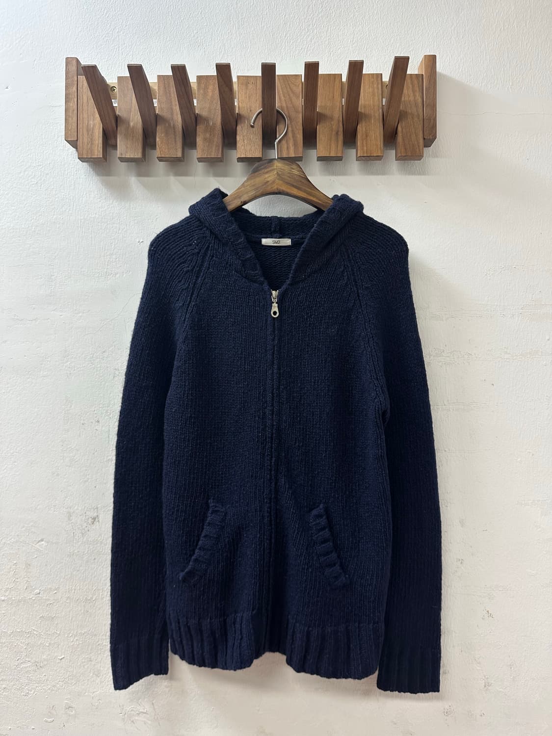 일본빈티지 sm2 사만사모스 울100% 후드 니트 집업 상품이미지1