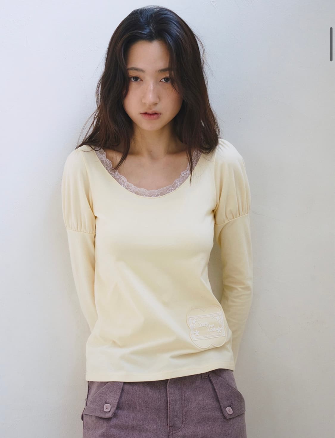 oafish daisy lace puff longsleeve yellow 상품이미지1