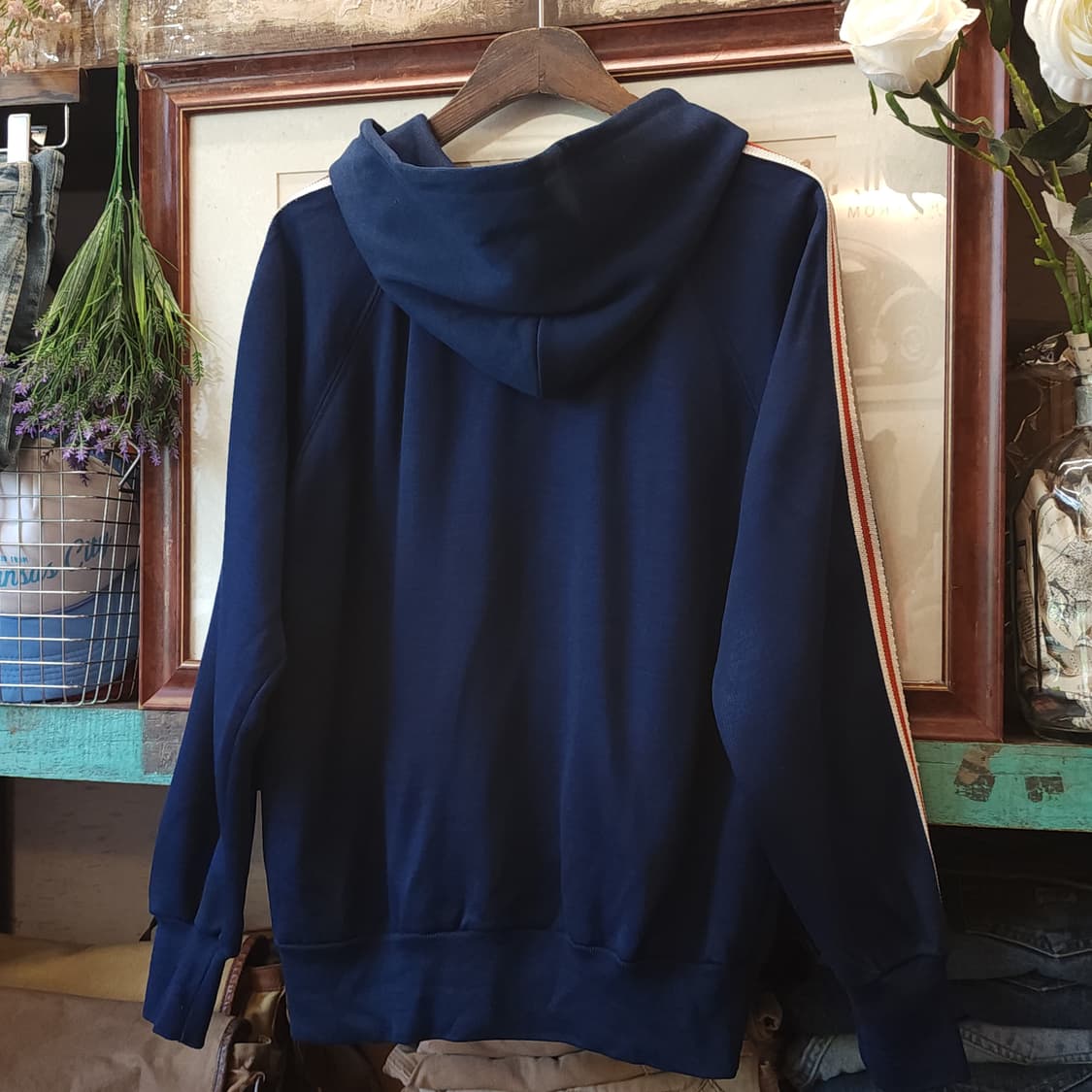 70s 빈티지 트레이닝 집업 자켓 스트라이프 블루 m  상품이미지4