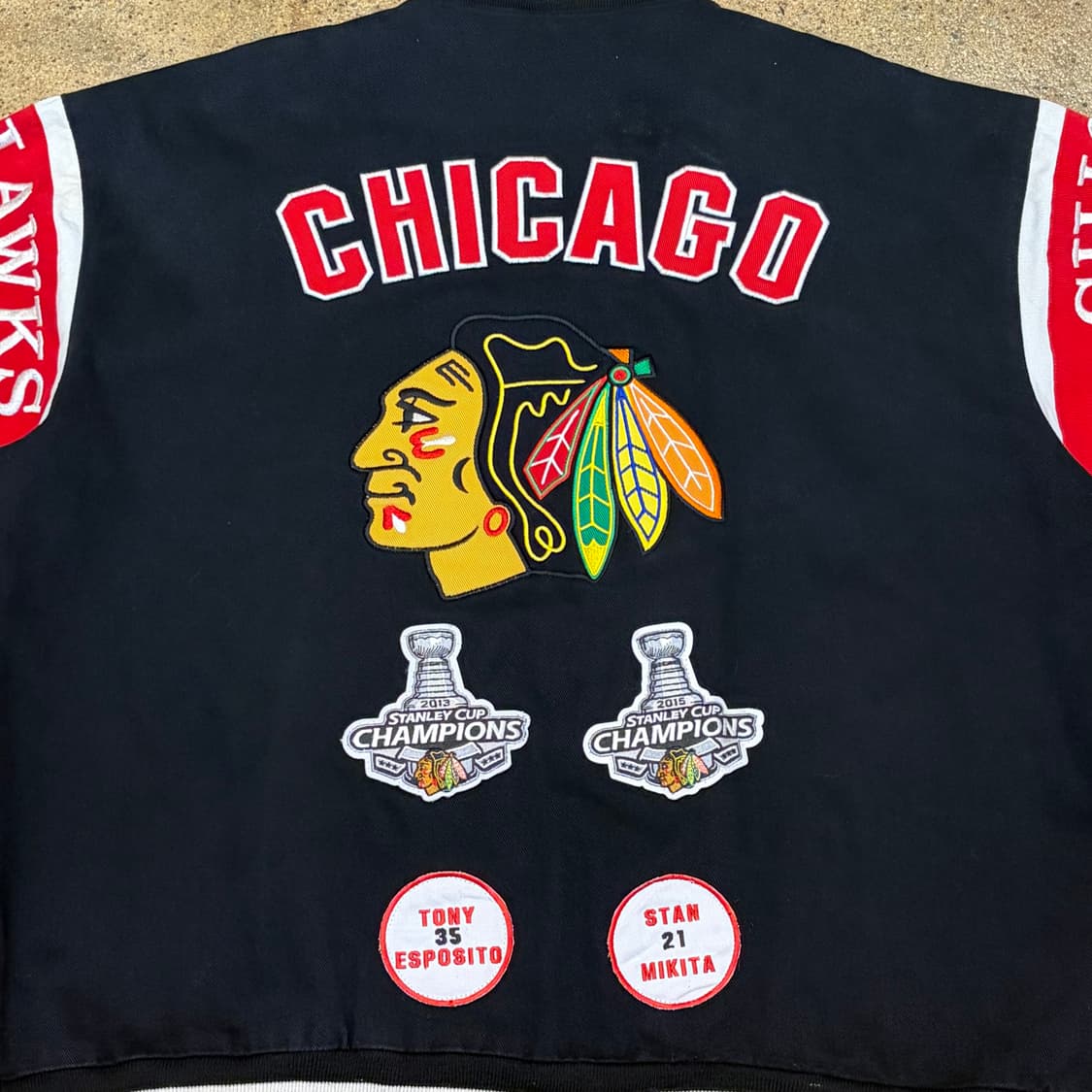 90s 미국 빈티지 제프헤밀턴 NHL 시카고 블랙호크스 우승 자켓 상품이미지10