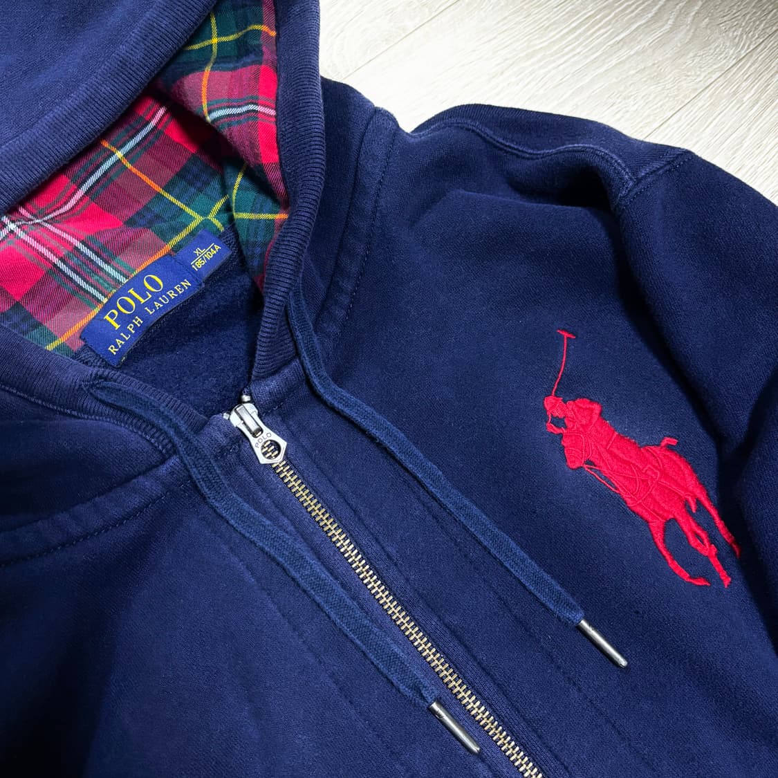 폴로 빅포니 체크 후드집업 상품이미지1