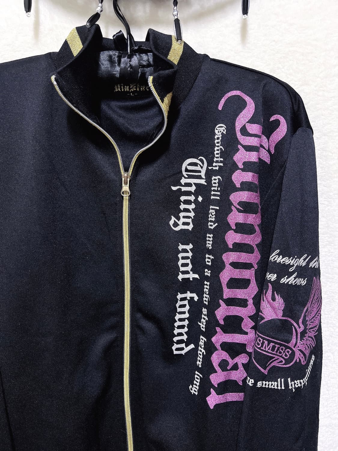 y2k 와투케 날개 윙 프린팅 글리터 저지 집업 자켓 오네갸루 펑크 핀터 상품이미지9