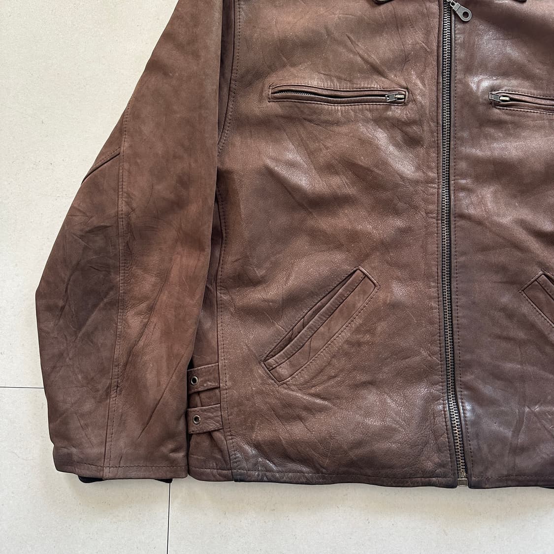 90년대 1957 피렌체 빈티지 이탈리아 생산 레더 자켓 M 상품이미지3