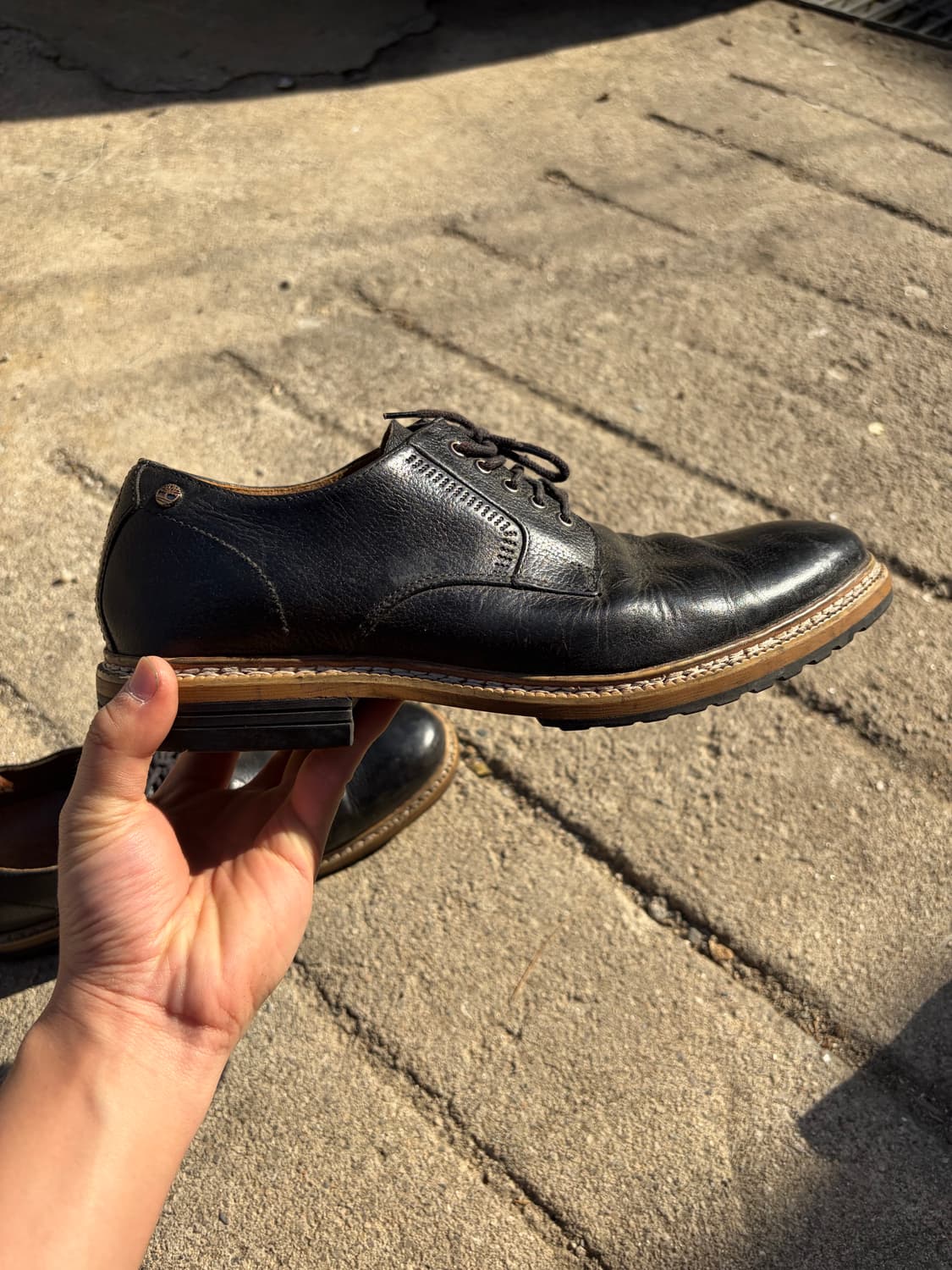 00s Timberland 블랙 레더 더비 슈즈 260mm 상품이미지5