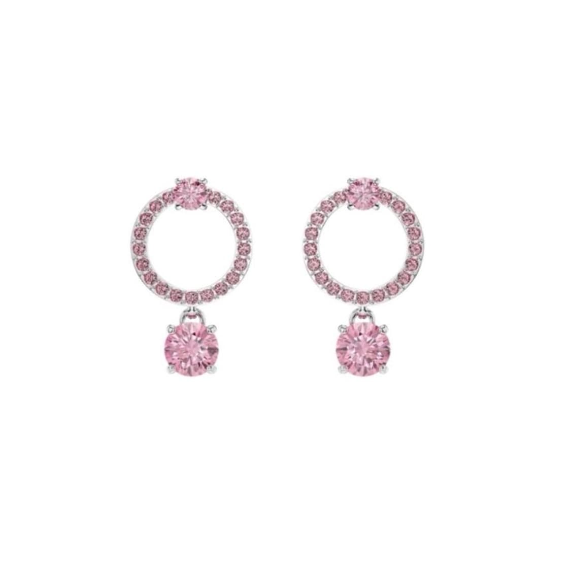 스와로브스키 드롭 핑크 큐빅 귀걸이 사쿠야 손민수 상품이미지1