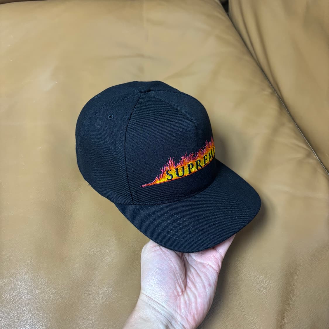 Supreme 슈프림 아마겟돈 플레임 블랙 6패널 볼캡 모자 Black 상품이미지3