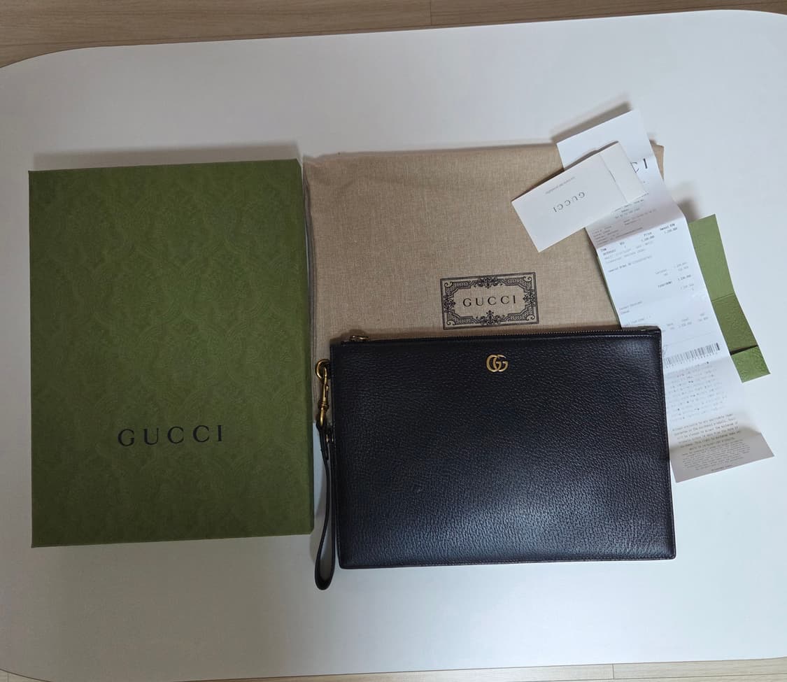 구찌 마몬트 블랙 레더 클러치백 풀박스 상품이미지1