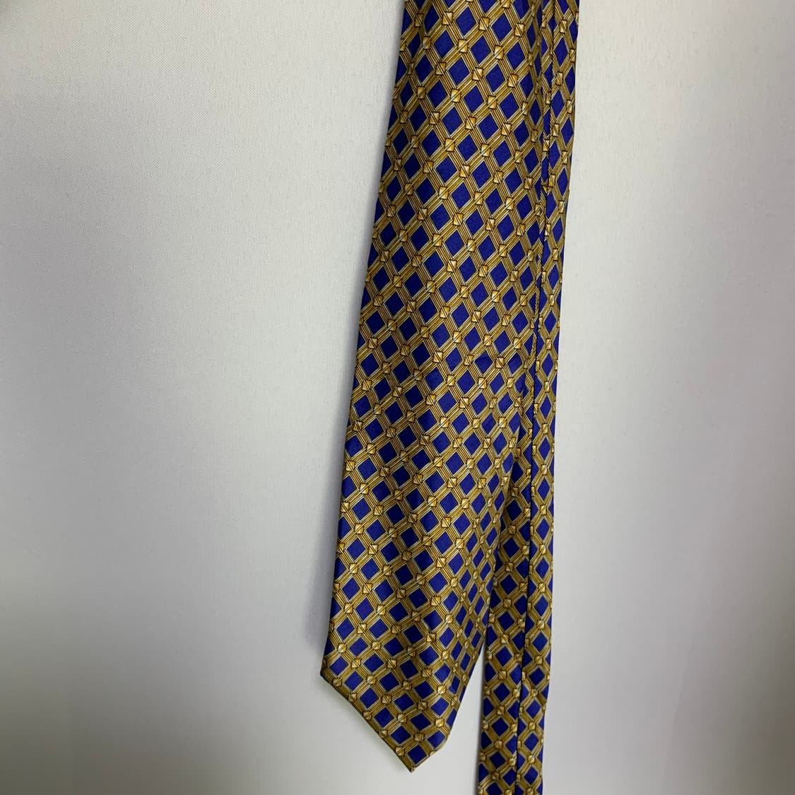 랑방 빈티지 앤틱 패턴 실크 넥타이 골드 네이비 상품이미지5