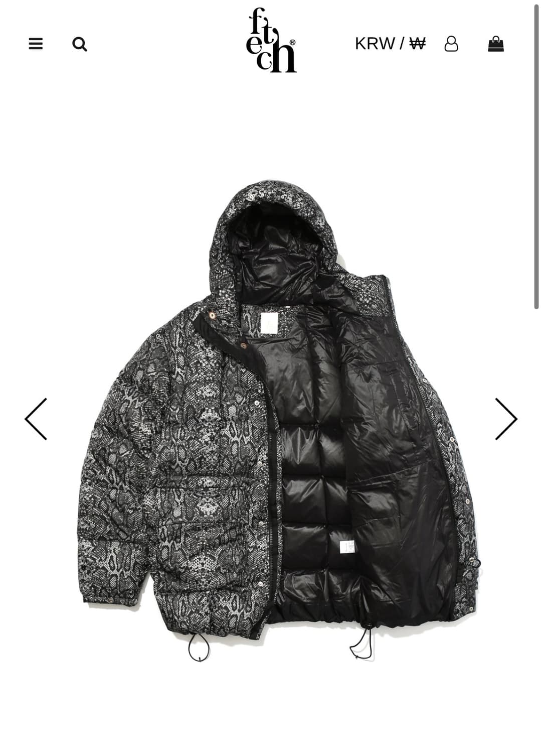 [105] FETCH SUNDAY 패치 스네이크 패턴 후드 패딩 L 상품이미지9