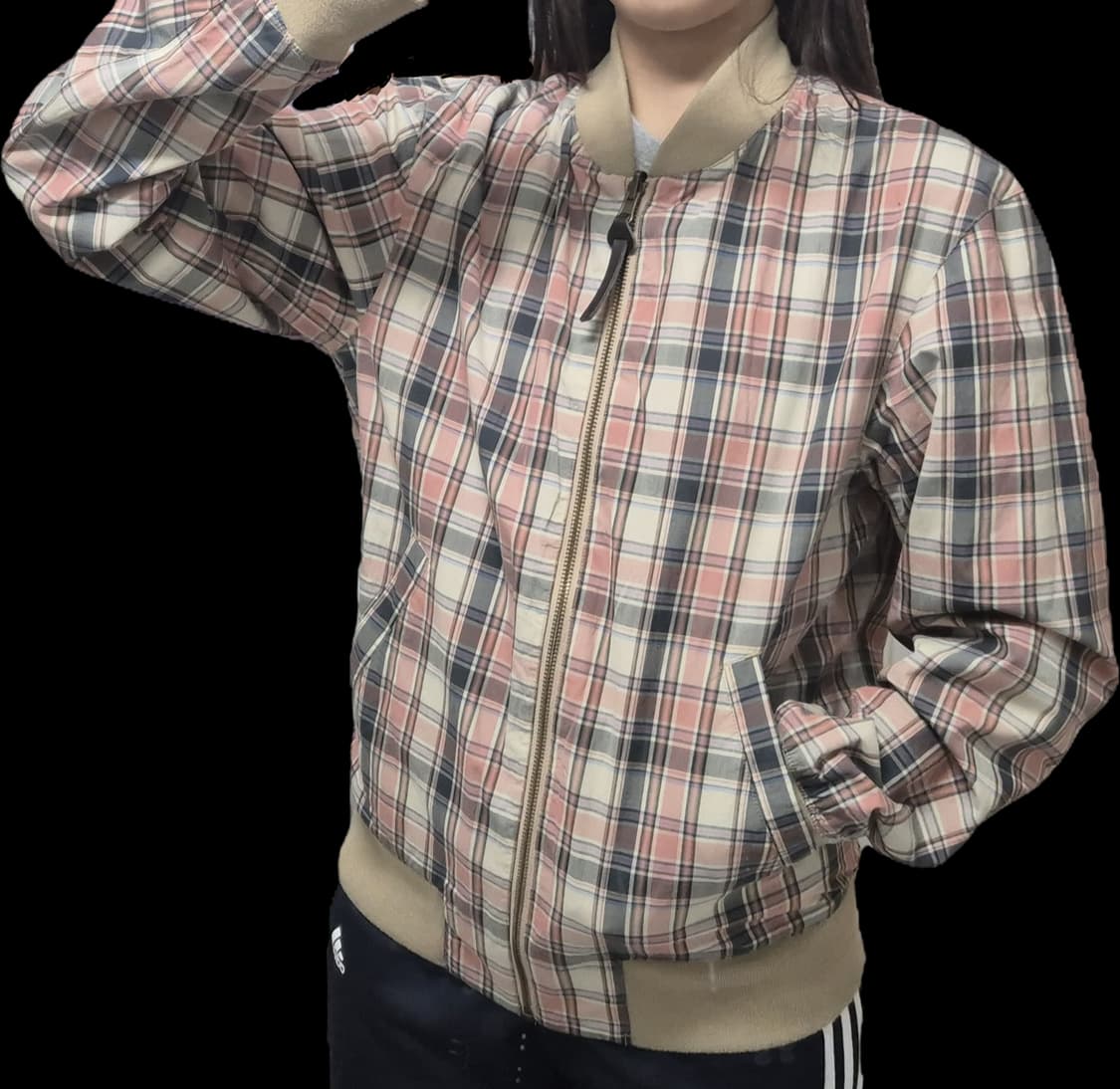 유니클로 JW Anderson리버시블 블루종 집업 점퍼/핑크 체크무늬 상품이미지4