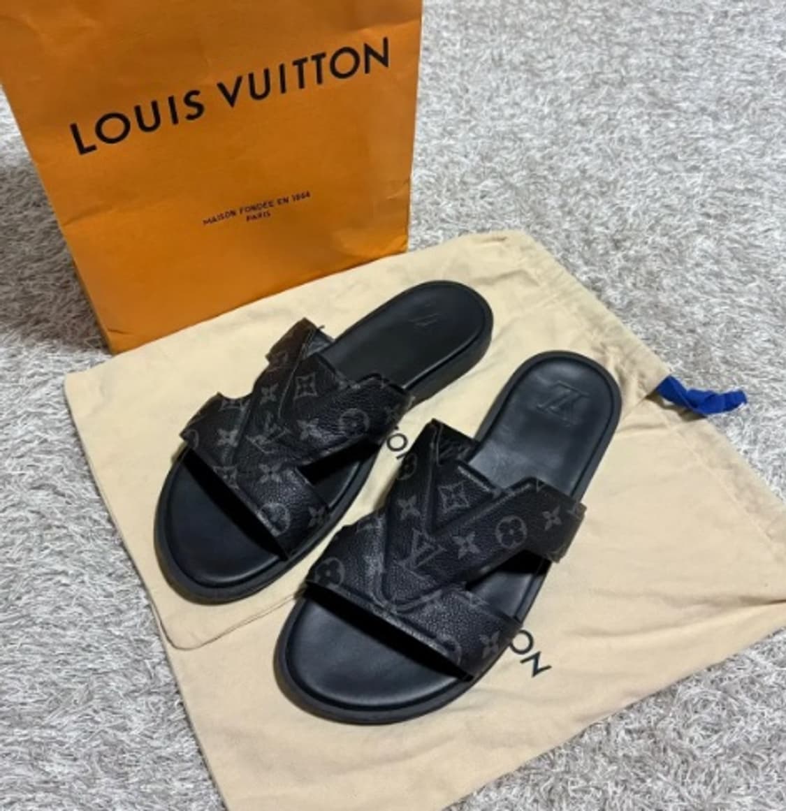 [정품] 루이비통 모노그램 브라운 레더 뮬 쉐도우 슬리퍼 270 풀구성 상품이미지1