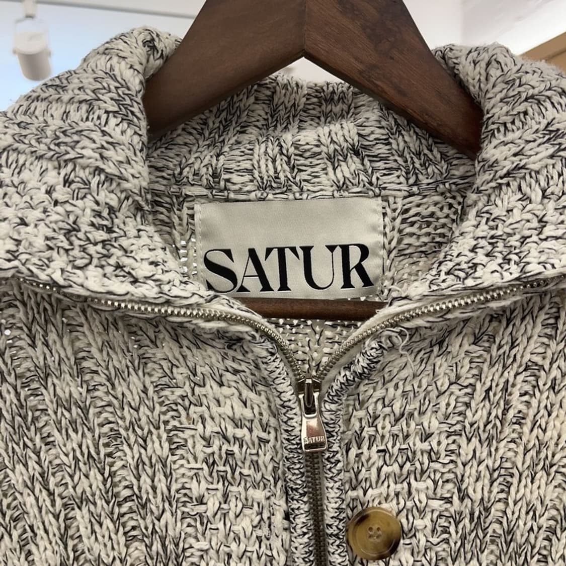 세터 투톤 헤리티지 숄카라 코튼 니트 집업 가디건 95 C06379 상품이미지5