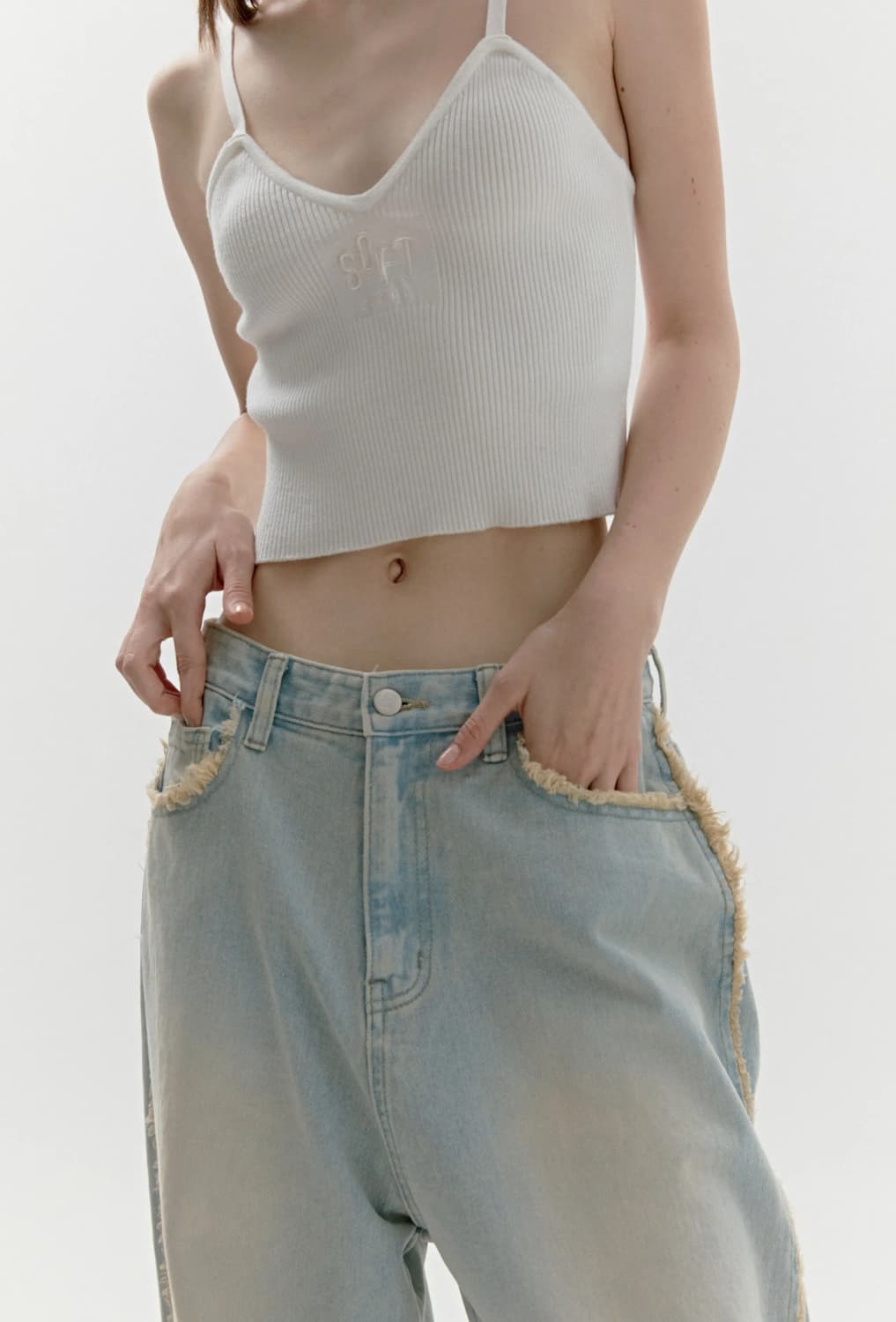 소프트 서울 데미지 워싱 데님 팬츠 상품이미지2