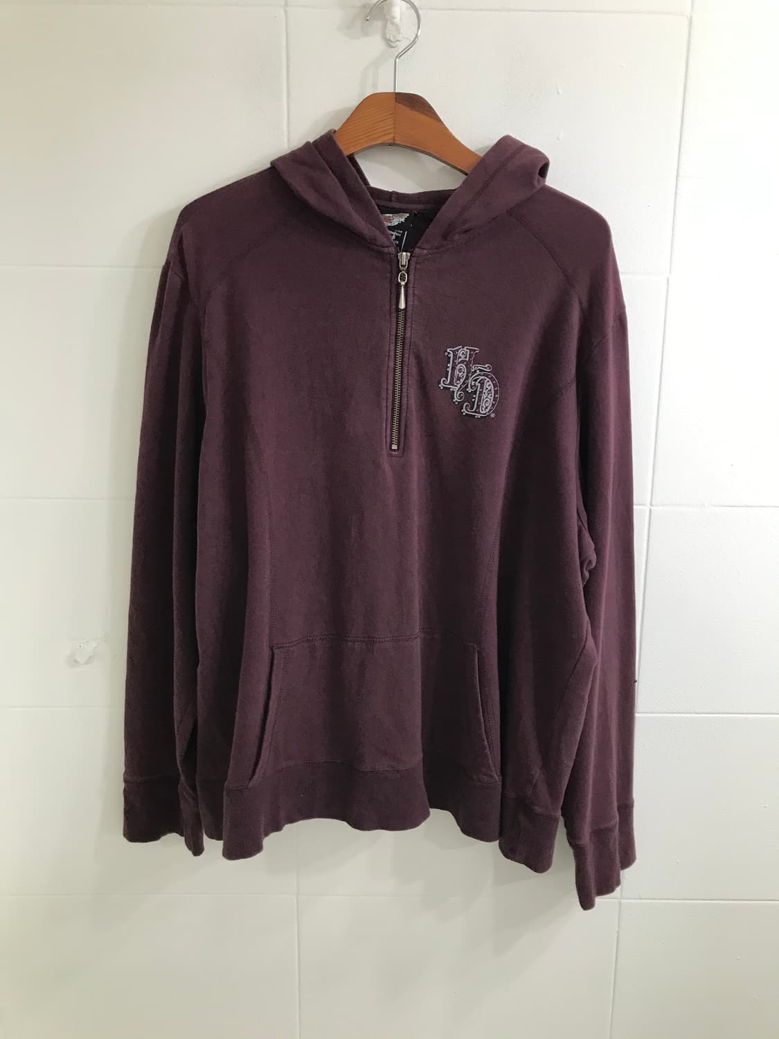 (상의 세트) 할리데이비슨 버건디 반집업 후드 + 그레이 나시 상품이미지4