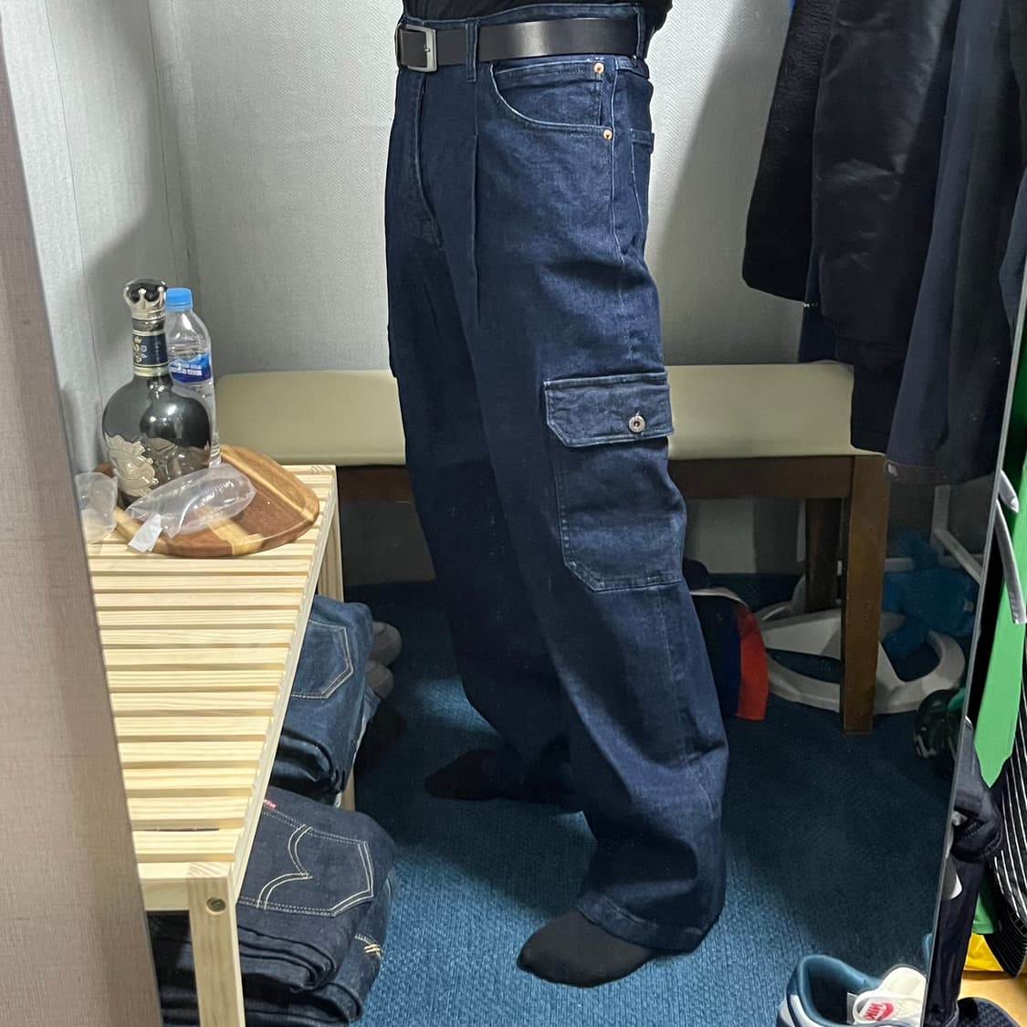 힙한 카고 청 와이드팬츠  허리32 상품이미지1