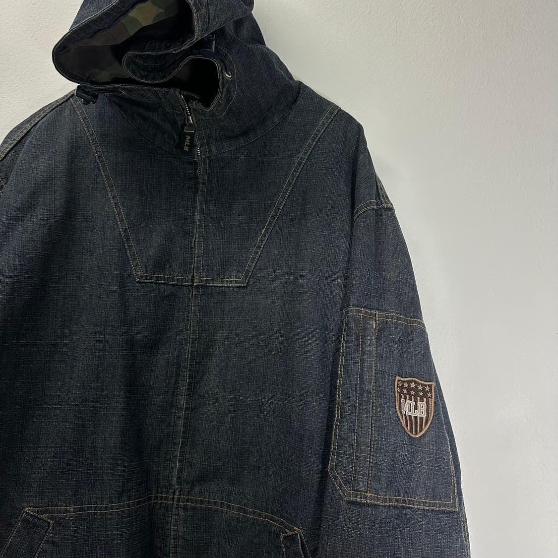 XL-XXL MLB 오버핏 양키스 후드 데님자켓 상품이미지2