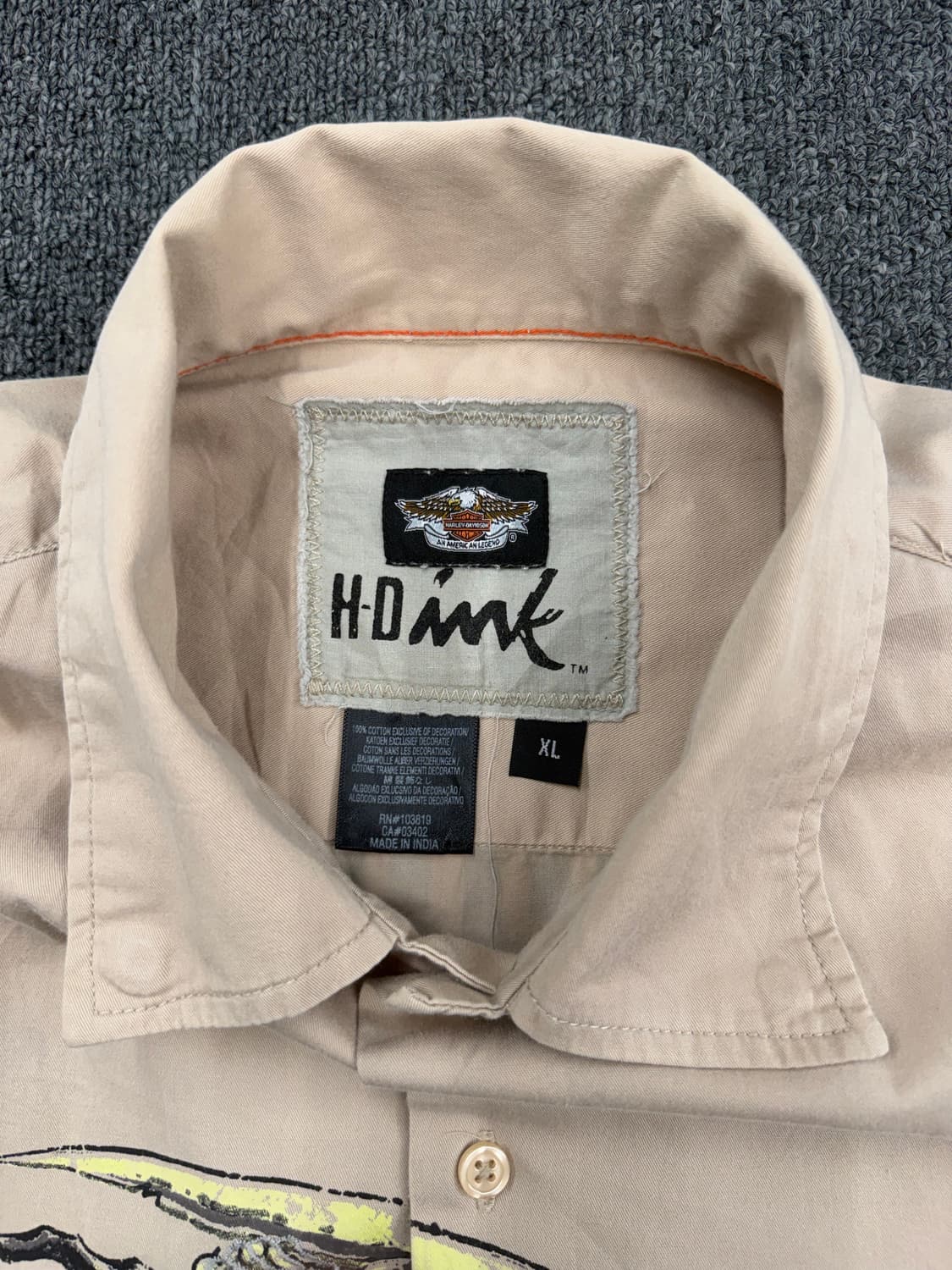 XL) 할리데이비슨 빈티지 프린팅 프런트 반팔 셔츠 상품이미지3