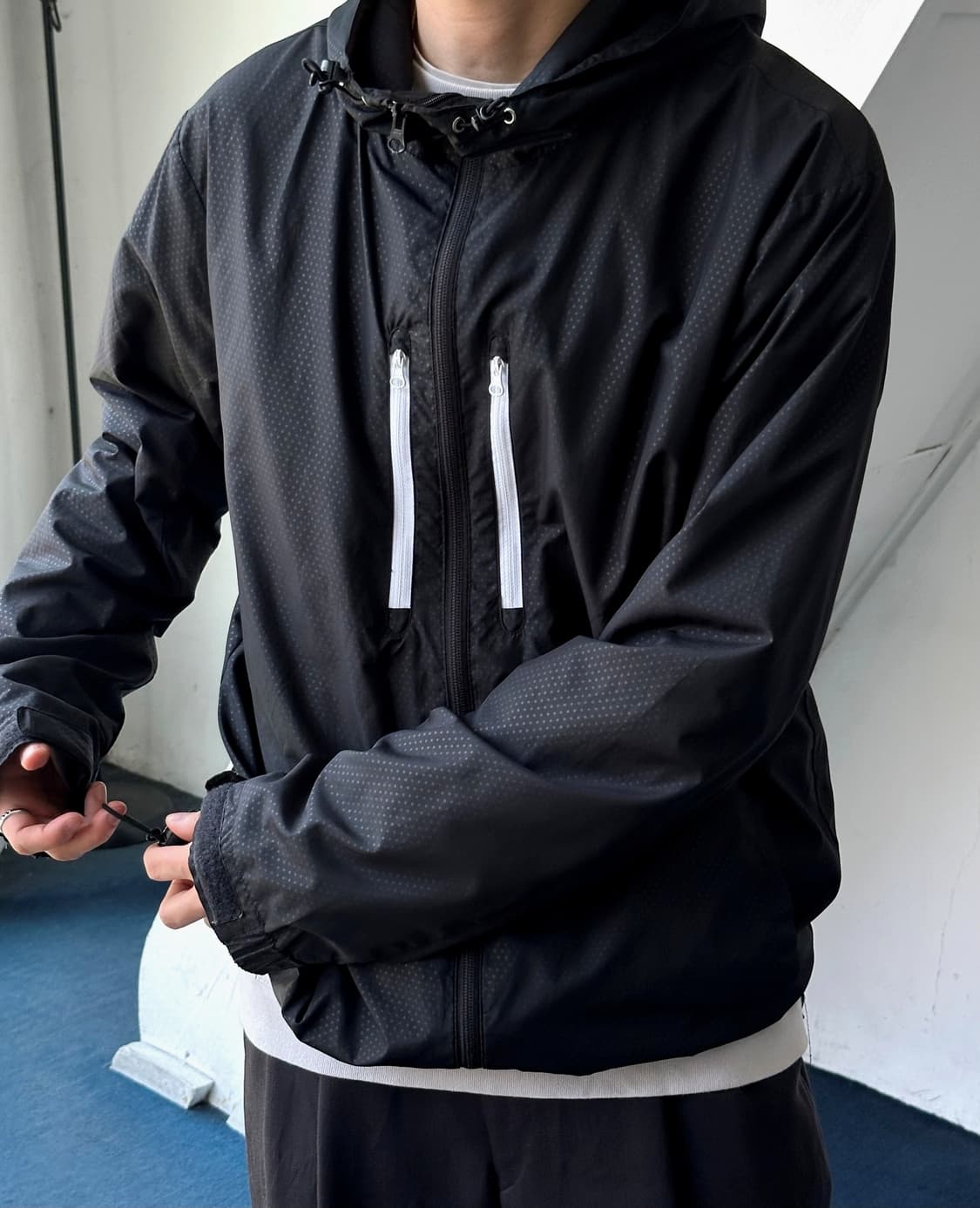 Washed poly dot design wind parka 상품이미지10