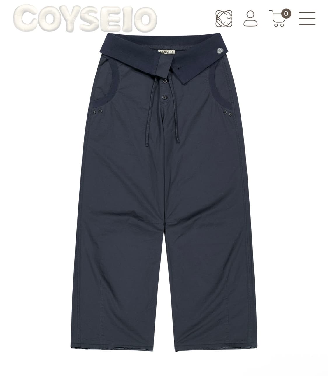 코이세이오 폴드 팬츠 네이비 상품이미지1