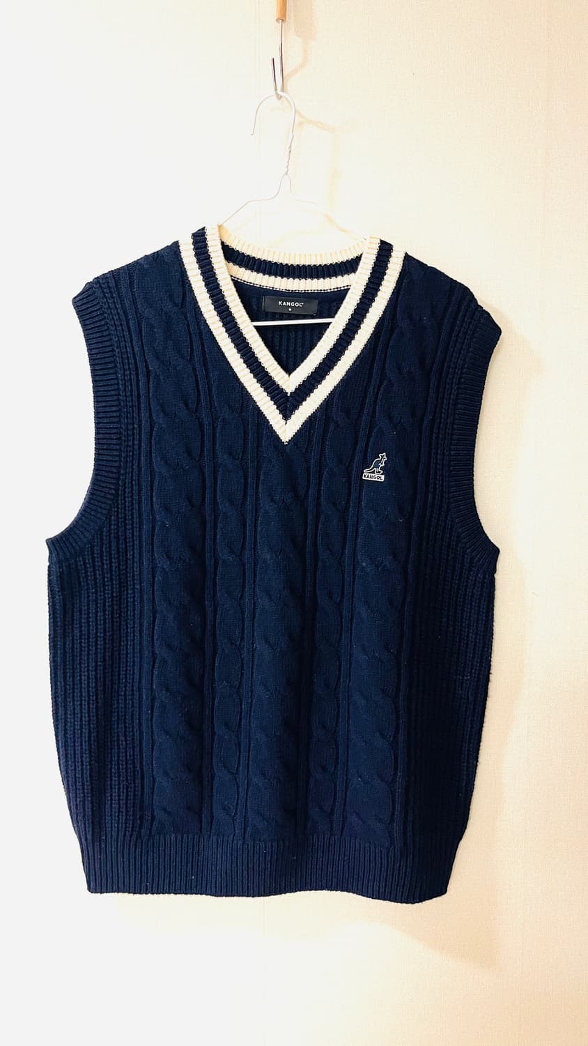 캉골 프레피 베이직 니트 조끼 M 네이비 상품이미지1