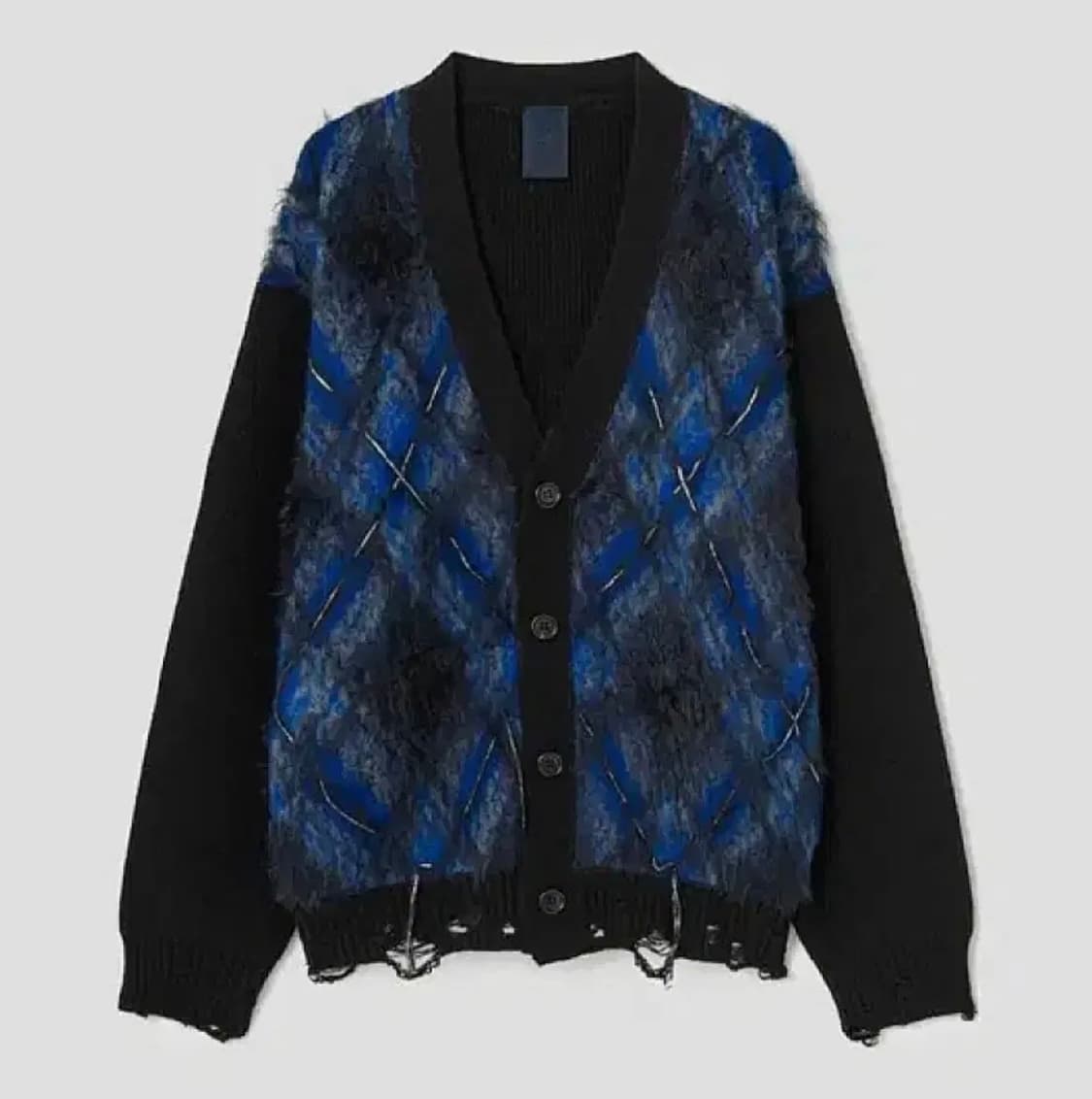 준지 볼륨 체크 원사 아가일 가디건 (L) 상품이미지1