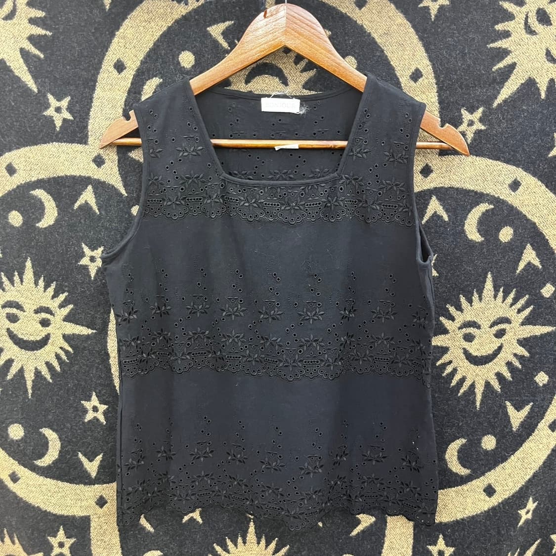 빈티지 오리엔탈 펀칭 플라워 고스 모리 슬리브리스 나시 K0094 상품이미지3