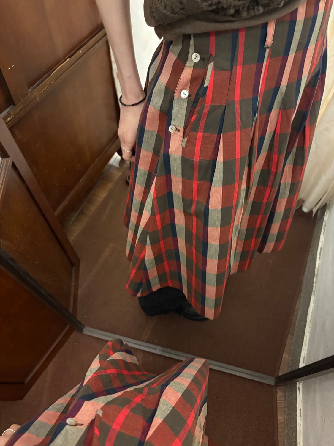 jpn vintage check midi skirt 상품이미지1