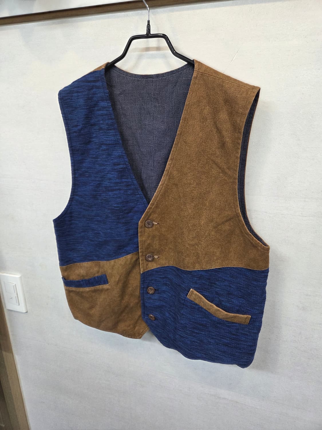 일본빈티지 캔버스 배색 코튼 조끼 대략 95 상품이미지4