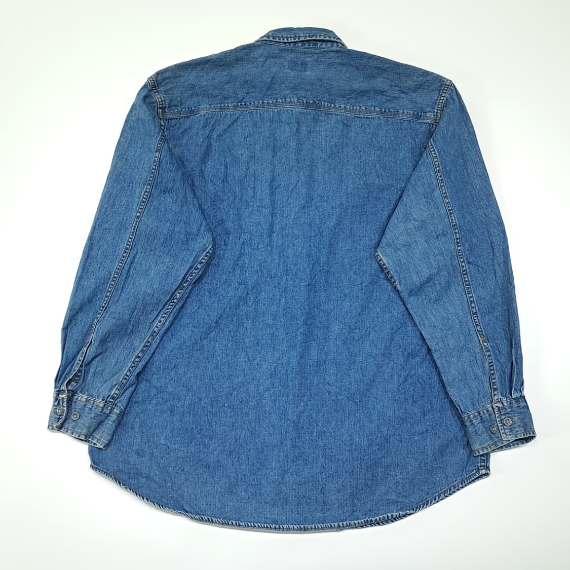 CL394 L 캘빈클라인 90s 홍콩판 코튼 미디엄블루 데님셔츠 남방 상품이미지8