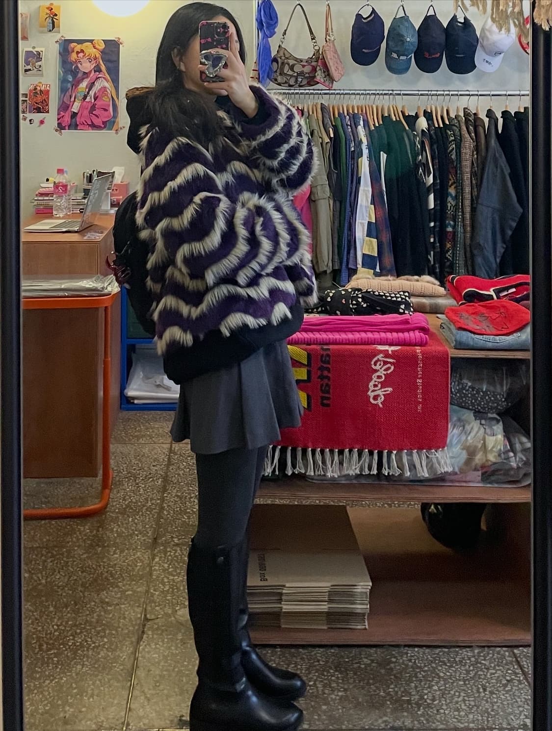 퍼플 웨이브 퍼자켓 [무배] 상품이미지1