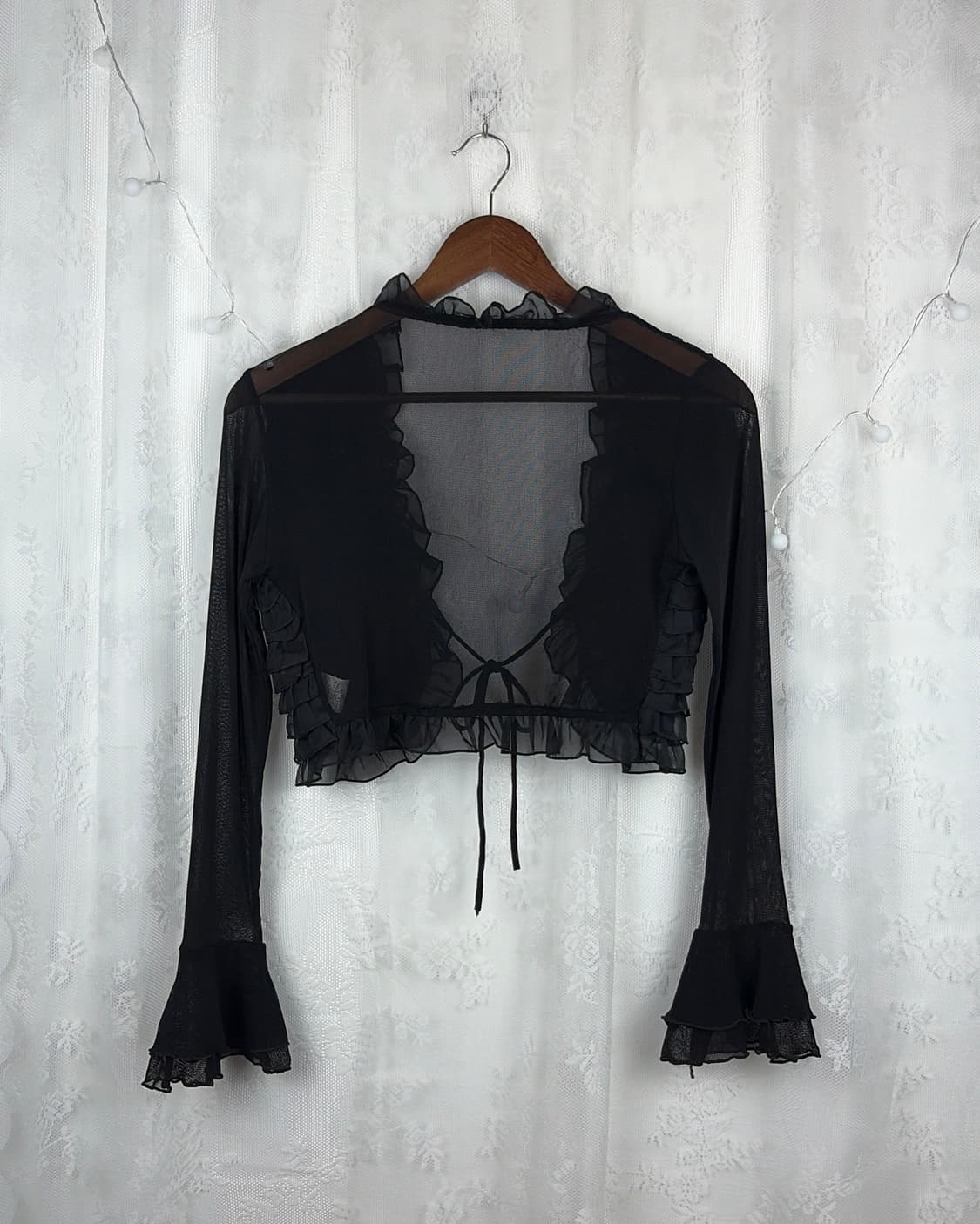 JPN black sheer ruffle bolero 상품이미지8