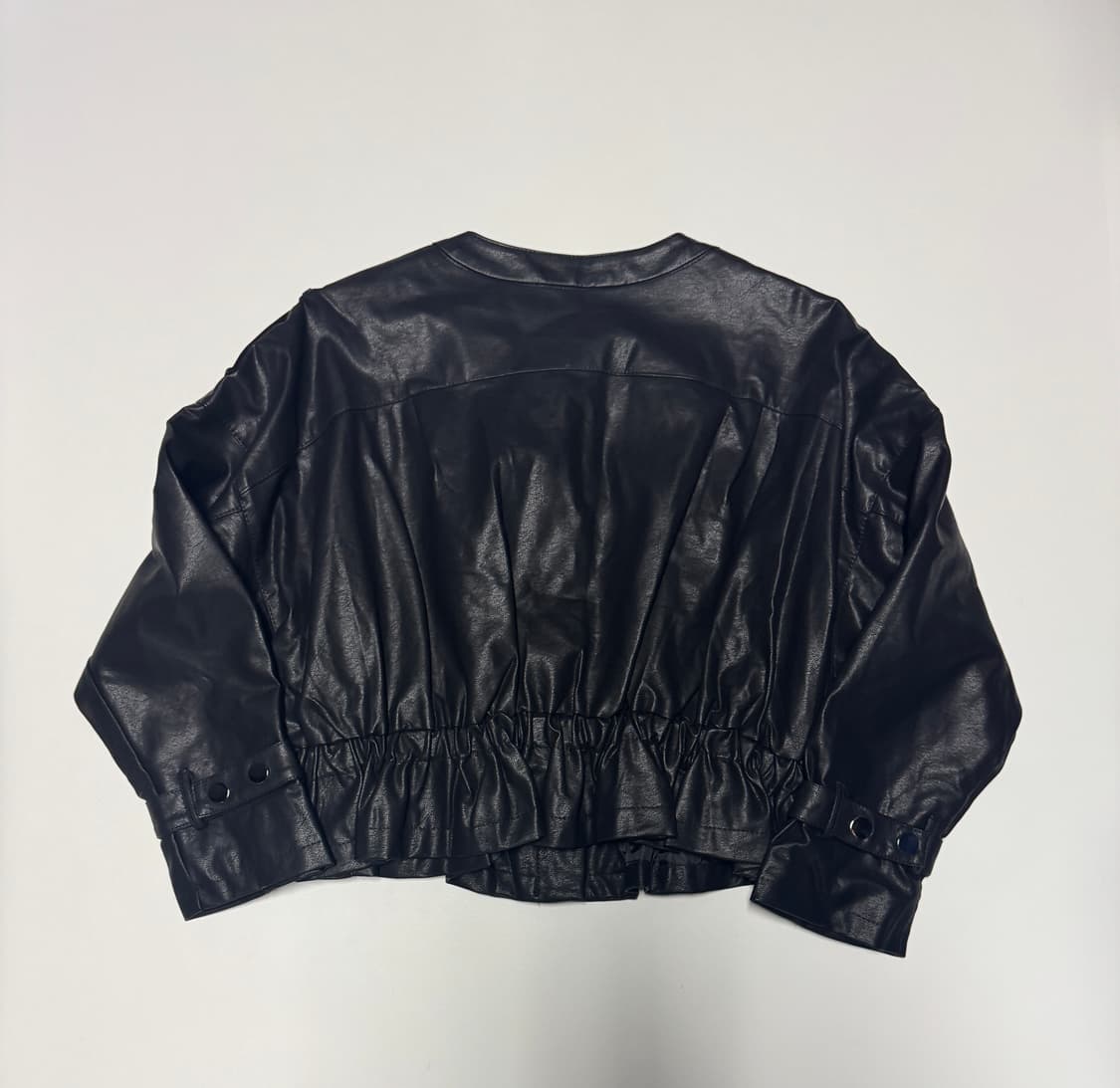 여성 빈티지 페이크 레더 미들 밴드 집업 크롭 자켓 S 상품이미지2