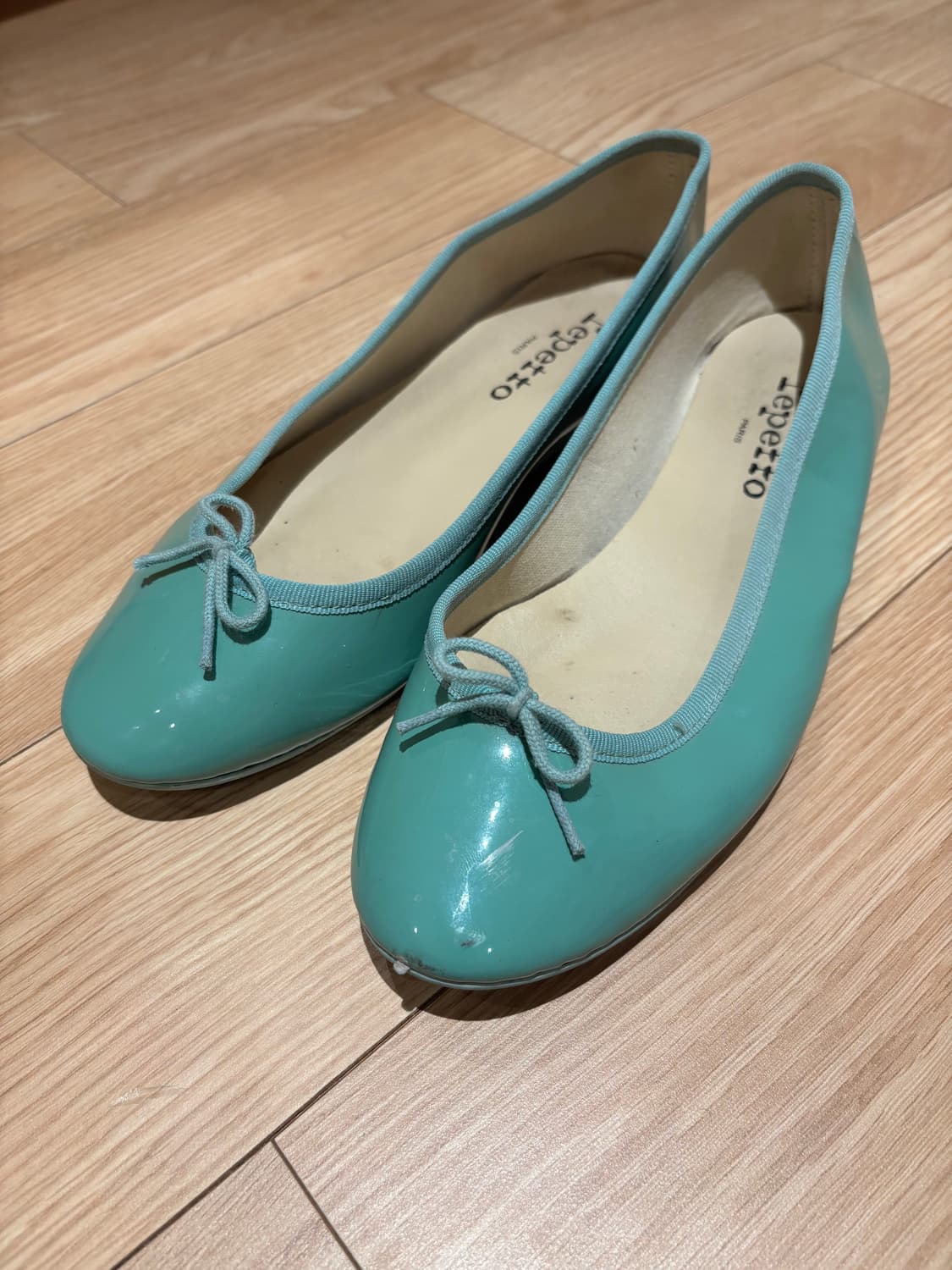 [37.5] 레페토 산드리옹 페이턴트 발레리나 플랫 슈즈 민트 상품이미지1