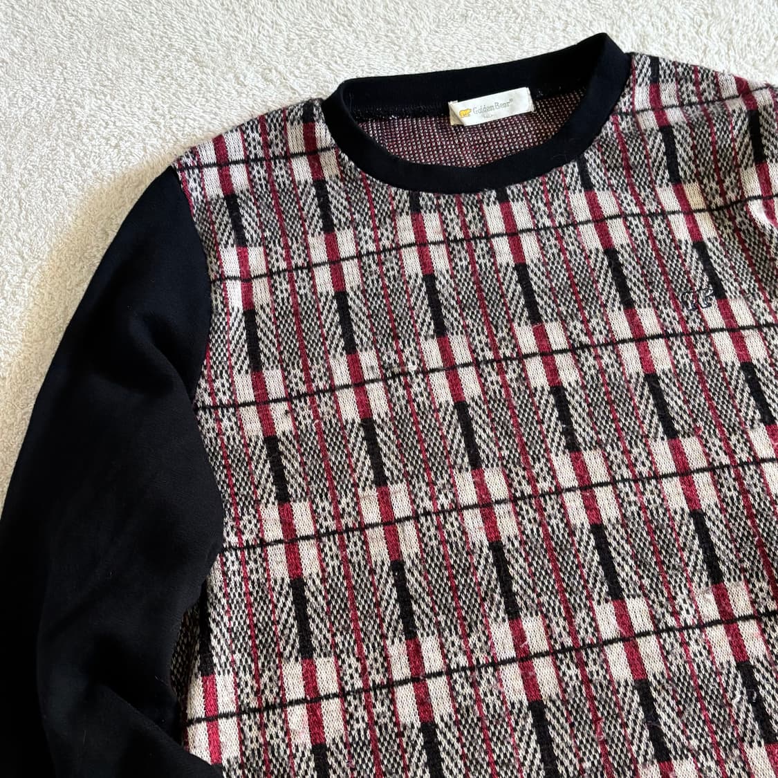 일본빈티지 모리 하구미 golden bear 체크 롱 니트 상품이미지2
