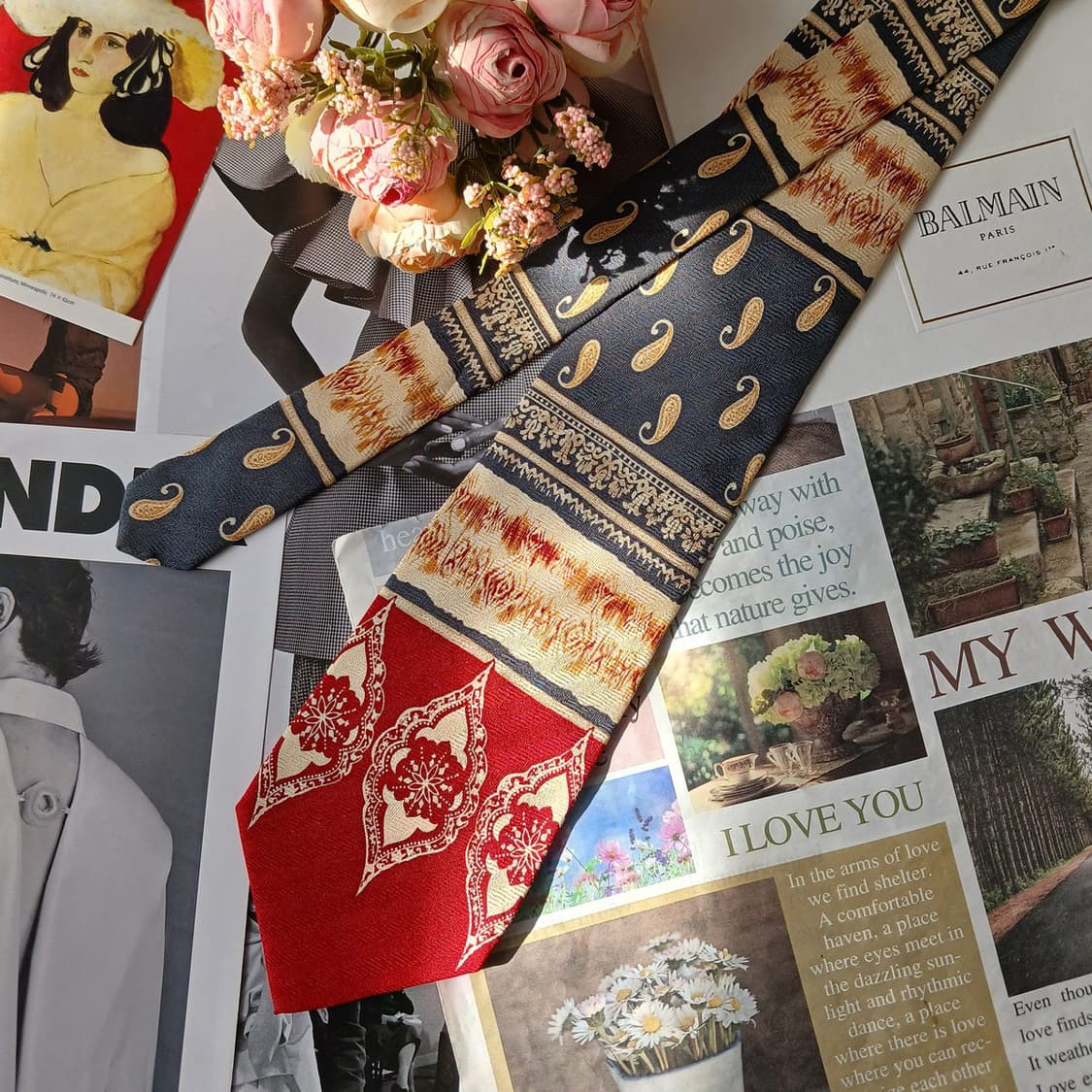 피에르 발망 실크 페이즐리 패턴 넥타이 9.6cm A+등급 A19702
 상품이미지5