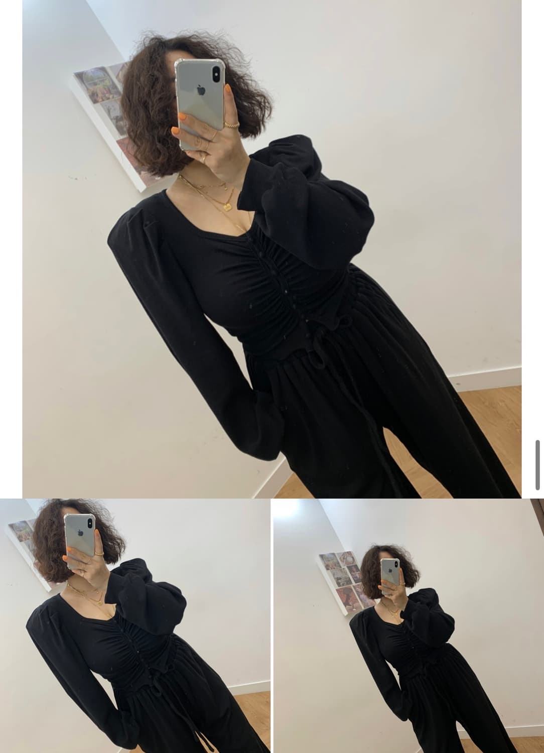 벨201 콩콩 셔링 브라운 상하의 세트 상품이미지3