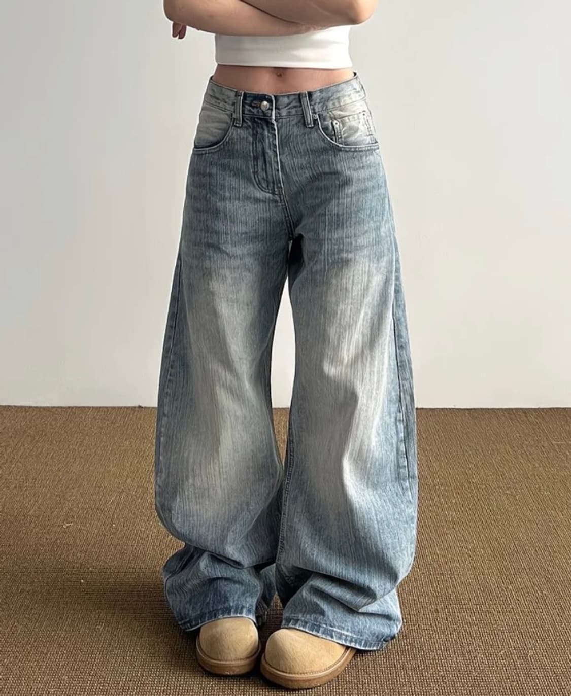 새상품) 빈티지 워싱 와이드 데님 상품이미지2