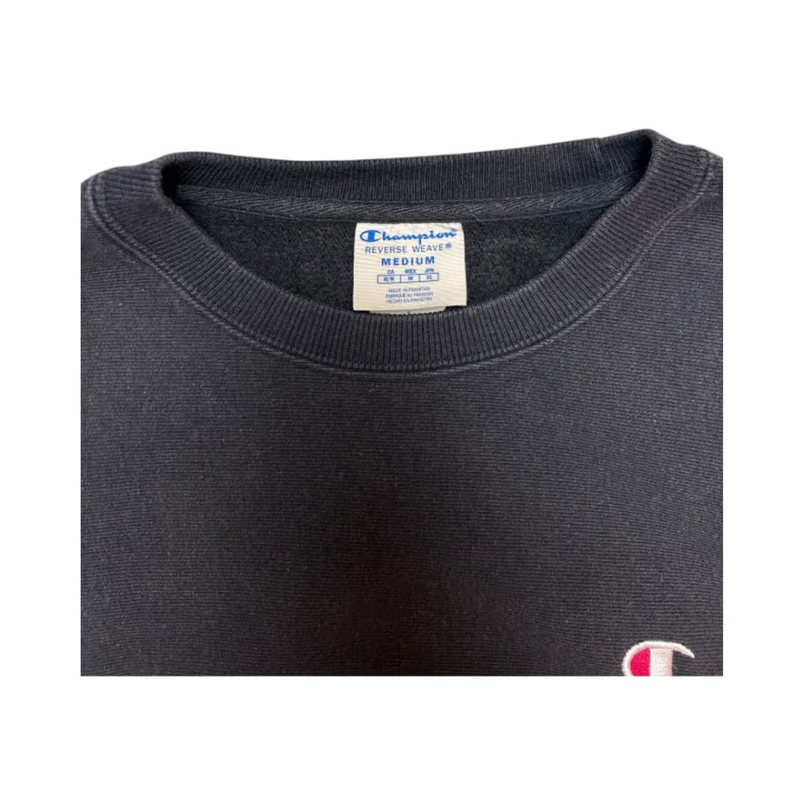 (M) 챔피온 리버스위브 로고자수 블랙 맨투맨 스웻셔츠 TM-001 상품이미지3