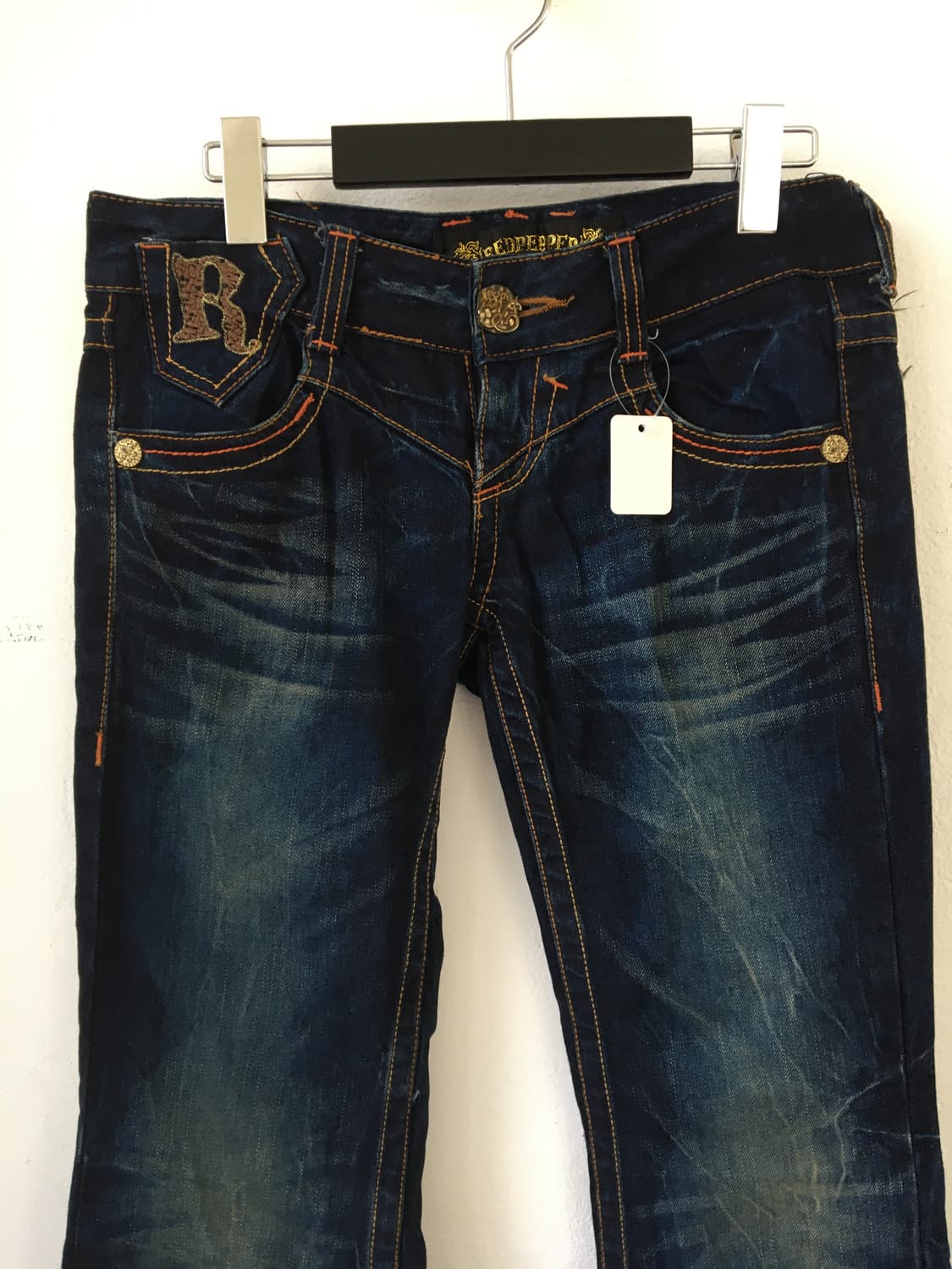 Red pepper back patch point denim pants 상품이미지5