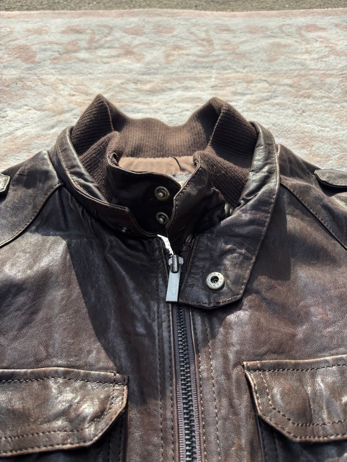 ROTT Brown Real Leather Field Jacket 상품이미지4