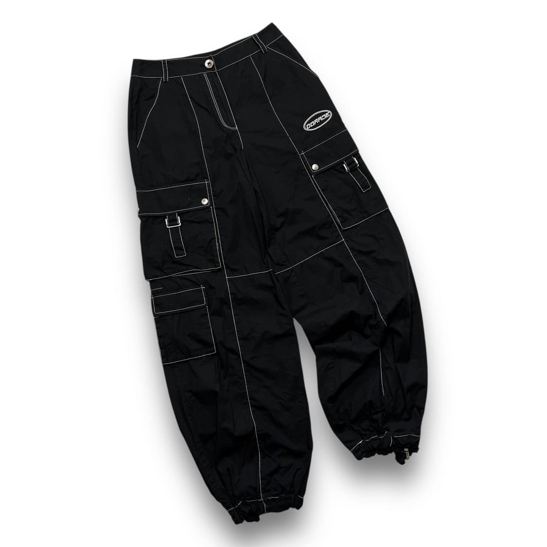 에고이스트 y2k 화이트 스티치 레이서 다크 카고 팬츠 상품이미지1