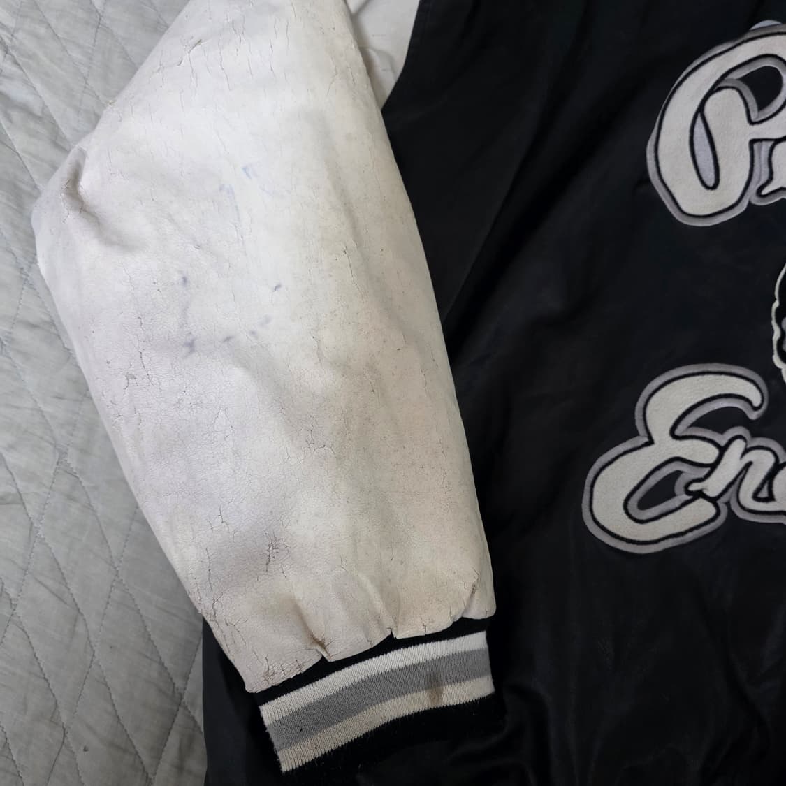 [XXL] 90s 빈티지 퍼블릭 에너미 크랙레더 스타디움 바시티 자켓 상품이미지2