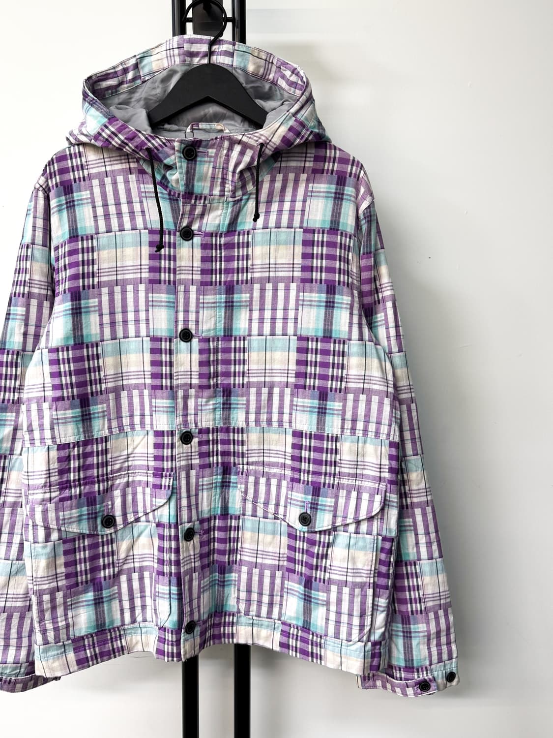 글로벌 워크 퍼플 체크 후드 파카 상품이미지3