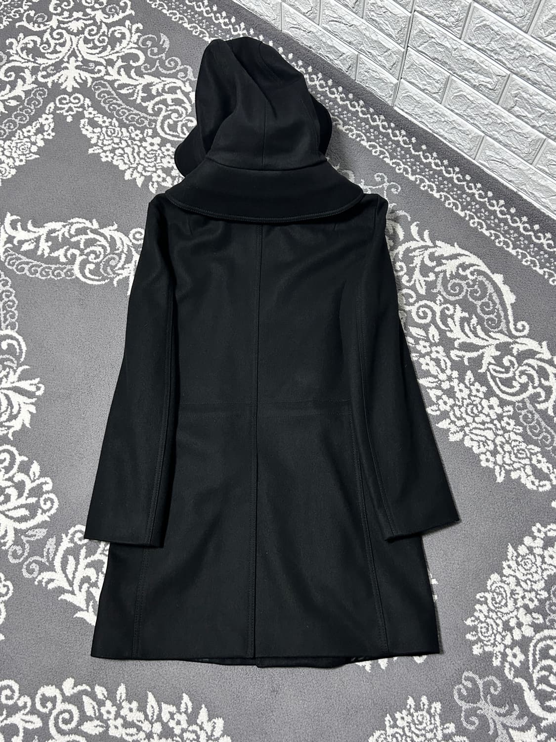 우영미 사선 사무라이 후드 울 코트 상품이미지8